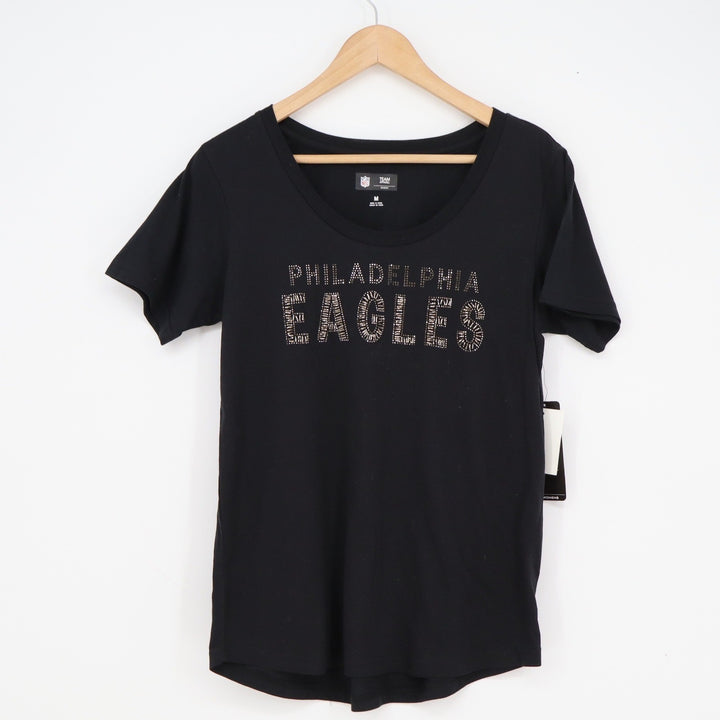 NFL Team Apparel Philadelphia Eagles Womens Black Rhinestone Tee M