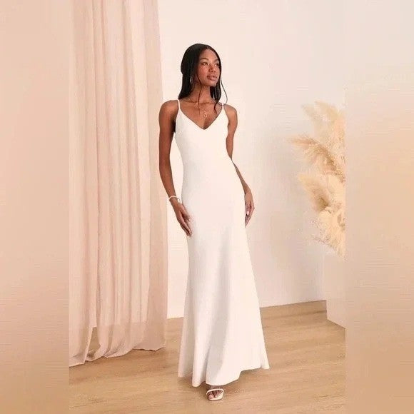 LulusInfinite Glory White Maxi Dress Size L