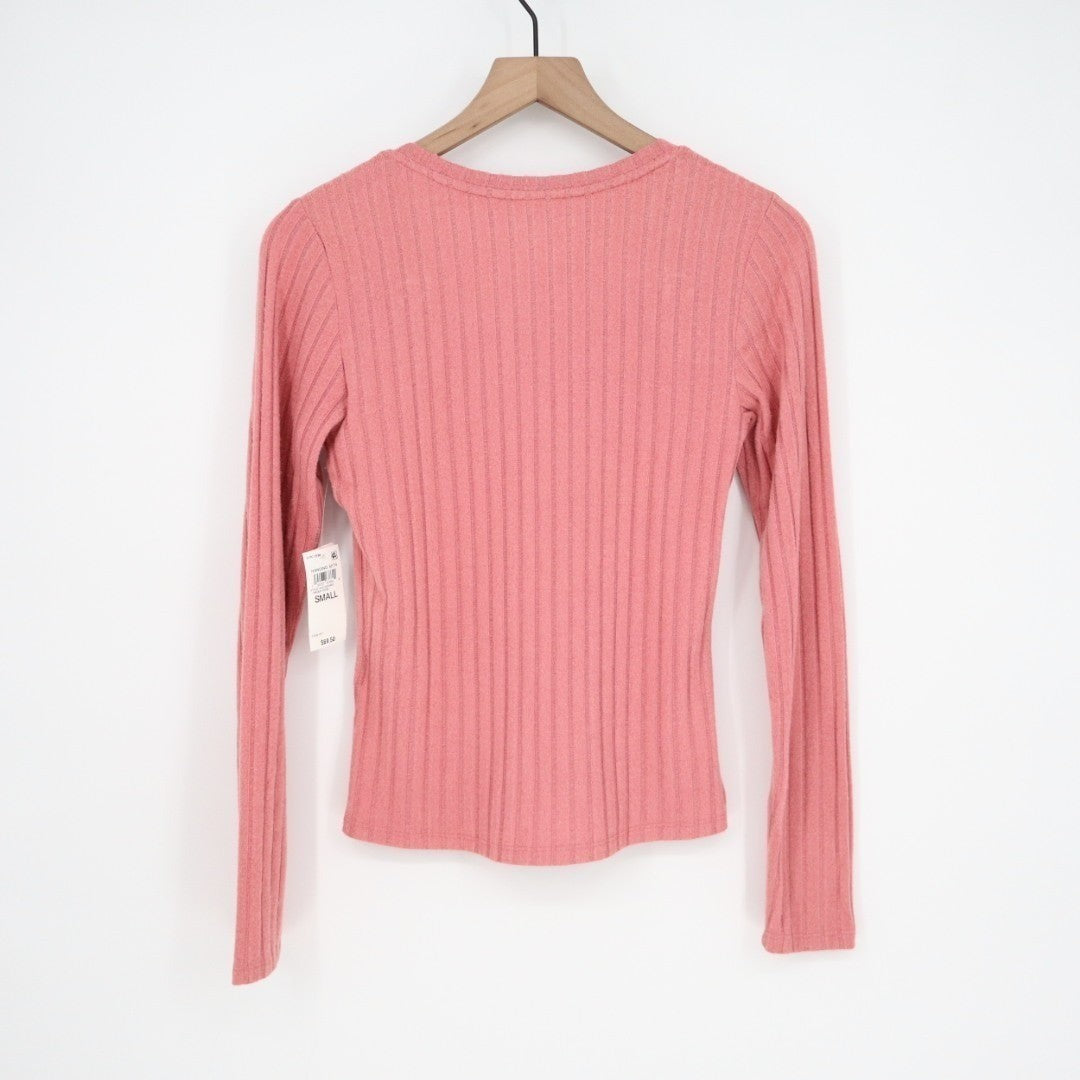 State of Day Intimates Pajama Top Womens Small Cinder Rose Ribbed Henley Neck