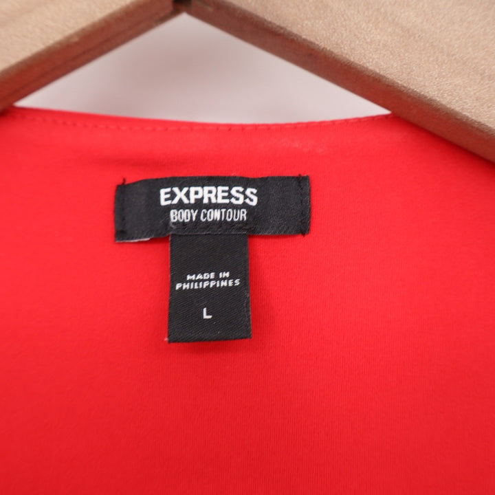 Express Body Contour High Neck Tank Top Red Sleeveless Crop Slim Fit Large
