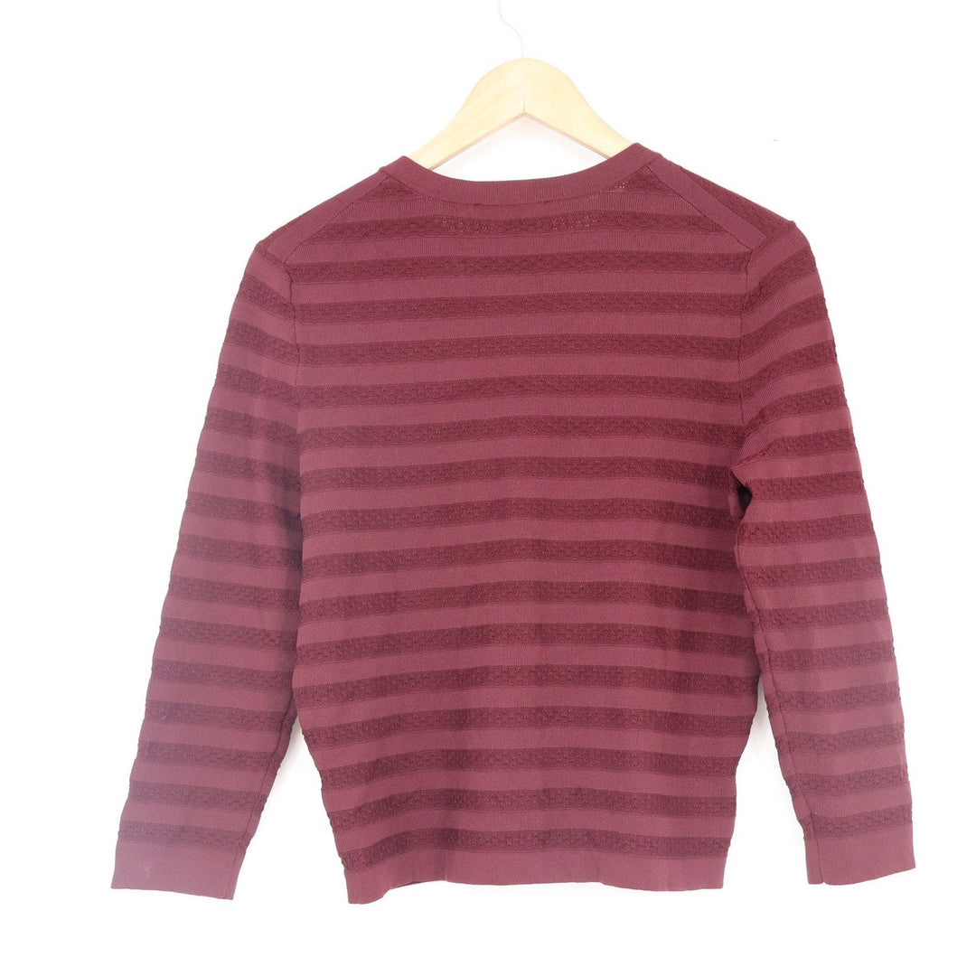 Ann Taylor Burgundy Striped Button Front Cardigan Sweater Womens Size M