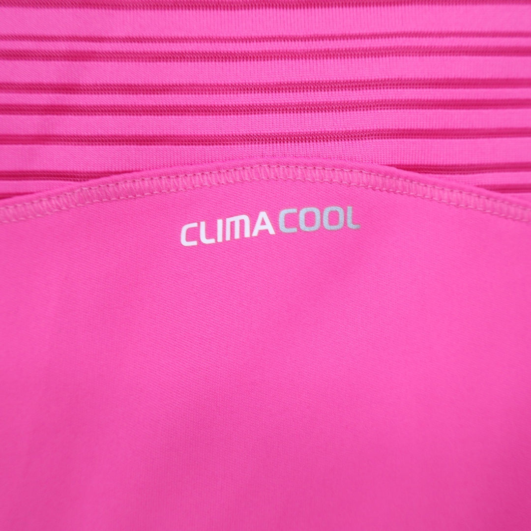 Adidas Shirt Womens XS ClimaCool V-Neck Pink Long Sleeve Mesh Back Excellent