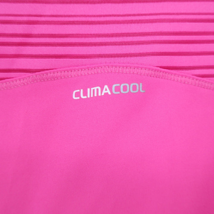 Adidas Shirt Womens XS ClimaCool V-Neck Pink Long Sleeve Mesh Back Excellent