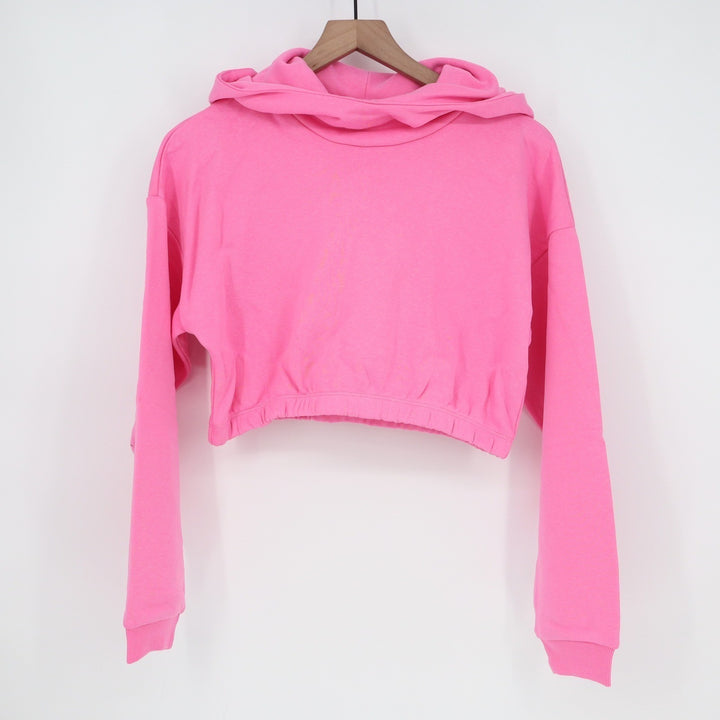 Naked Wardrobe Pink Cropped Hoodie Sweatshirt Size L