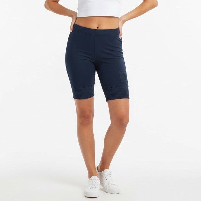 Free People Movement Biker Shorts Womens Medium Navy Cotton Stretch Ribbed Hem