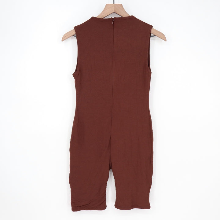 Naked Wardrobe Baby Mama Brown Mock Neck Sleeveless Romper XL