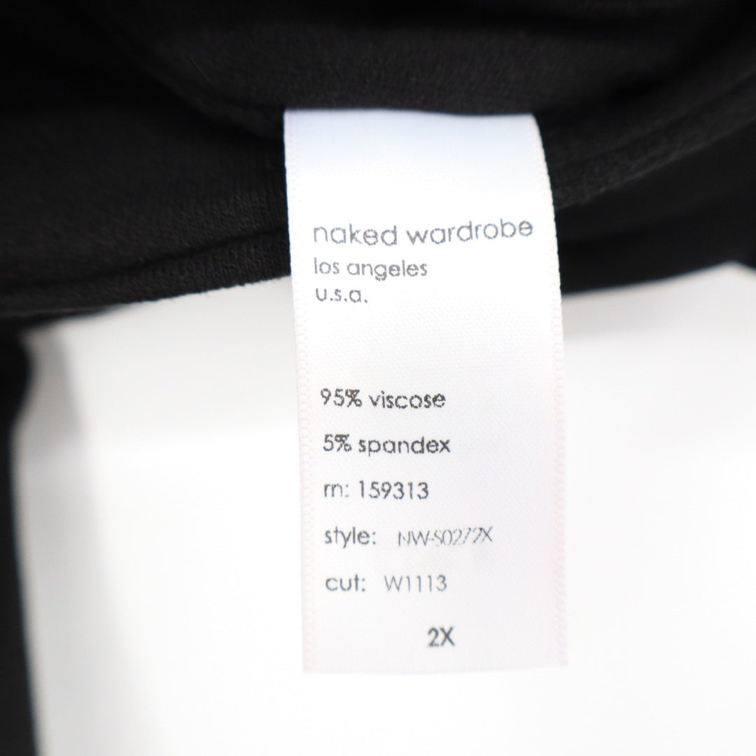 Naked Wardrobe Black Midi Pencil Skirt Plus Size 2X Viscose Stretch