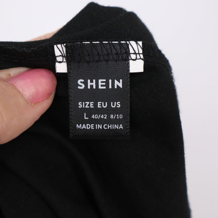 SHEIN Jumpsuit Womens L Jogger Black Asymmetrical Strappy Drawstring Excellent