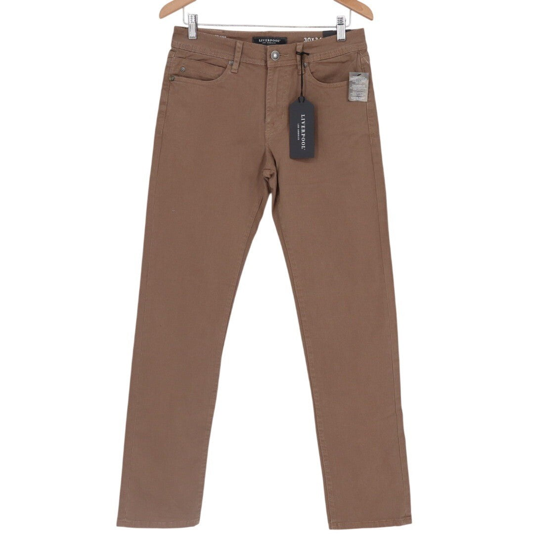Liverpool Los Angeles Mens Brown Straight Leg Casual Pants Size 30x34