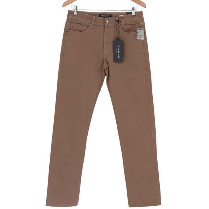 Liverpool Los Angeles Mens Brown Straight Leg Casual Pants Size 30x34