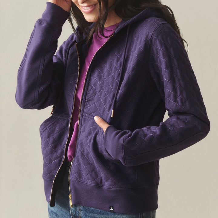American Giant Diamond Stitch Classic Full Zip 2.0 Hoodie Womens L Purple Velvet