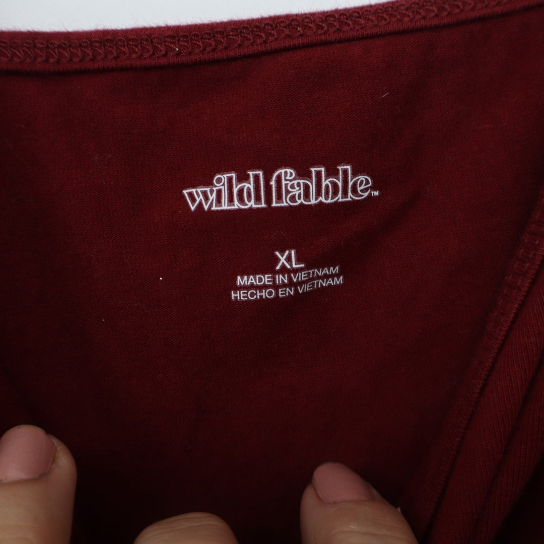 Wild Fable Burgundy Bodycon Mini Dress XL Surplice V-Neck Spaghetti Strap Cotton