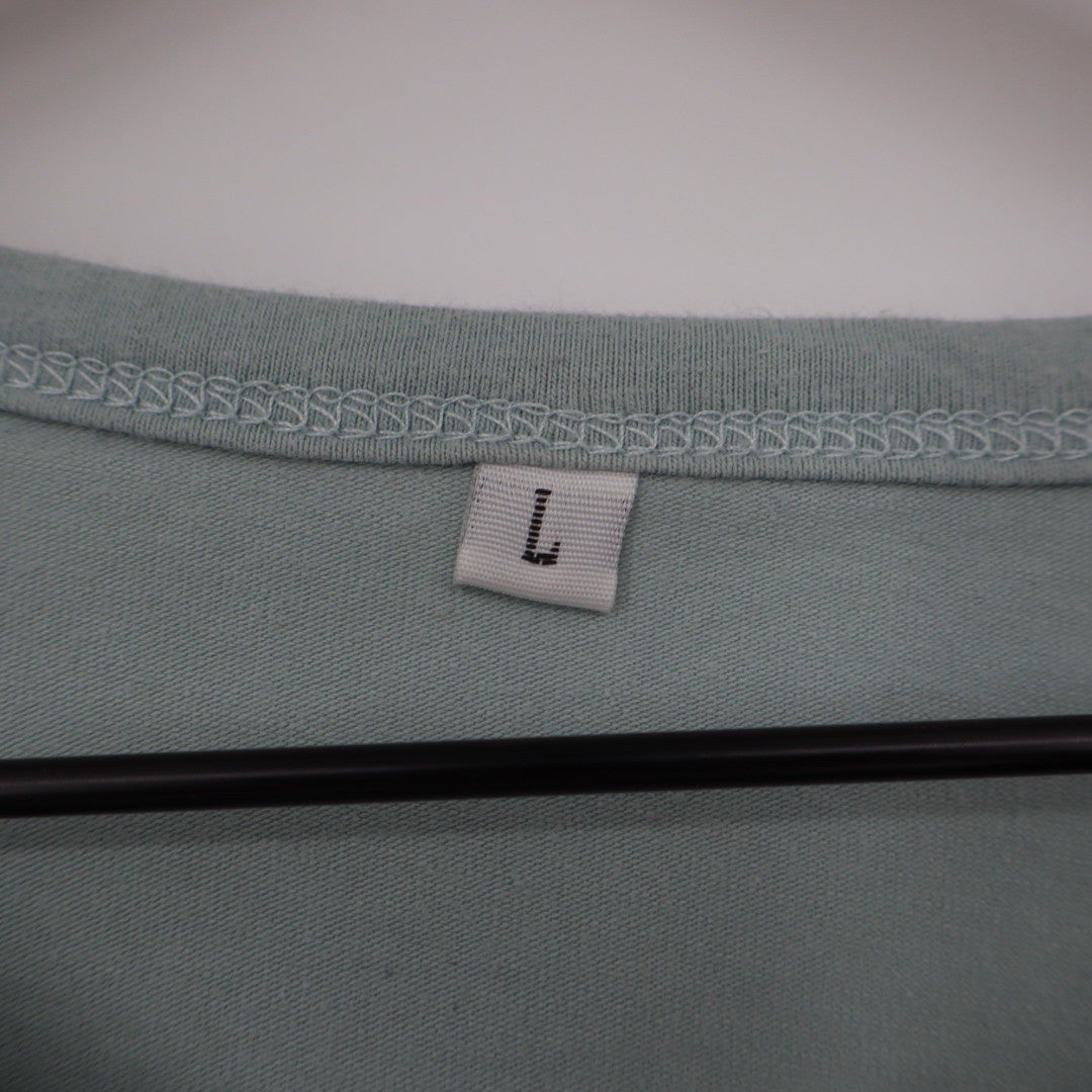Long Sleeve Henley Shirt Size L Light Blue Cotton Blend Buttons