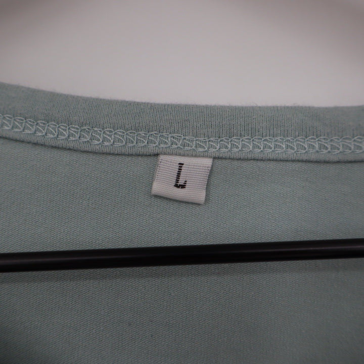 Long Sleeve Henley Shirt Size L Light Blue Cotton Blend Buttons