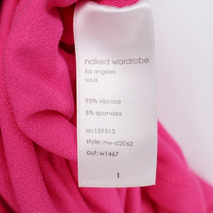 Naked Wardrobe Hot Pink One Shoulder Cutout Mini Dress Large