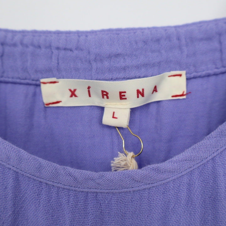 XIRENA Meriden Gauze Midi Dress Lavender Purple Strappy Tiered Hem Size L