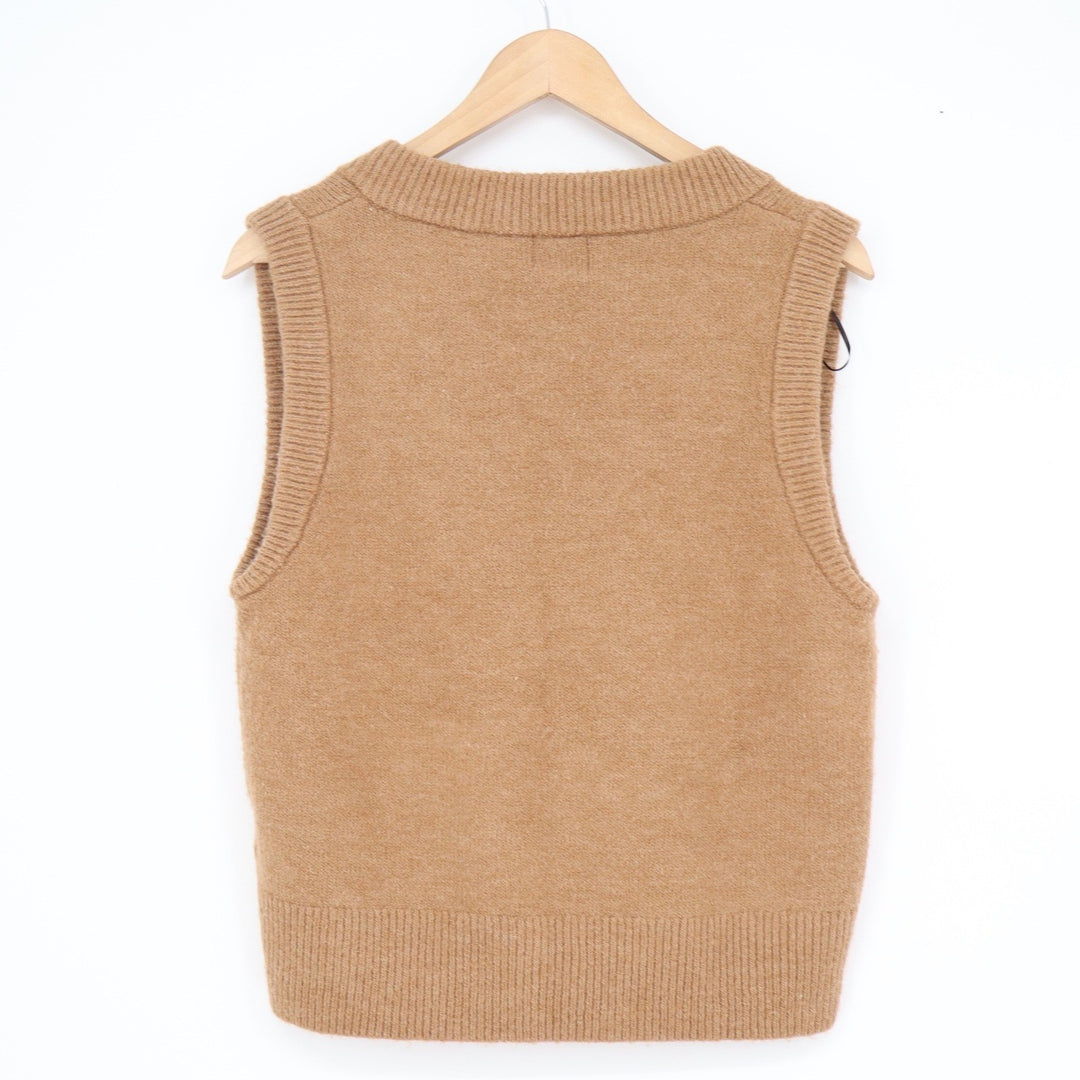 H&M Camel Brown V-Neck Sweater Vest Wool Blend Knit Size M