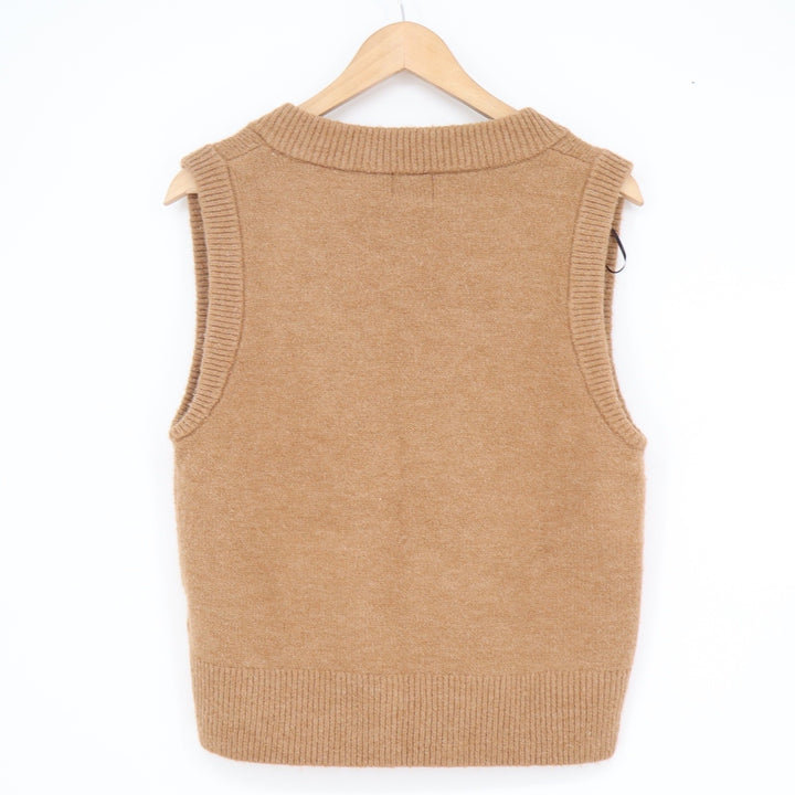 H&M Camel Brown V-Neck Sweater Vest Wool Blend Knit Size M