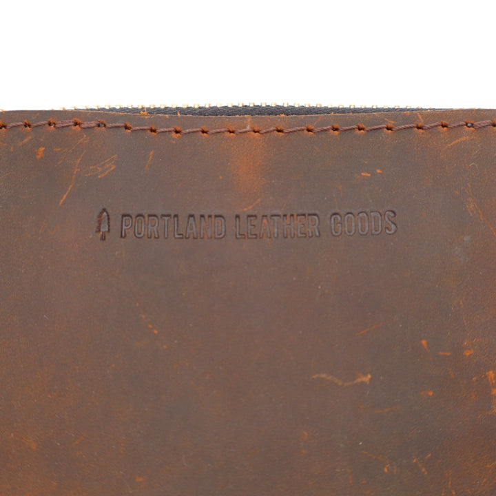 Portland Leather Goods Zip Wallet Womens Wallet Dark Brown Leather 4 Card Slots