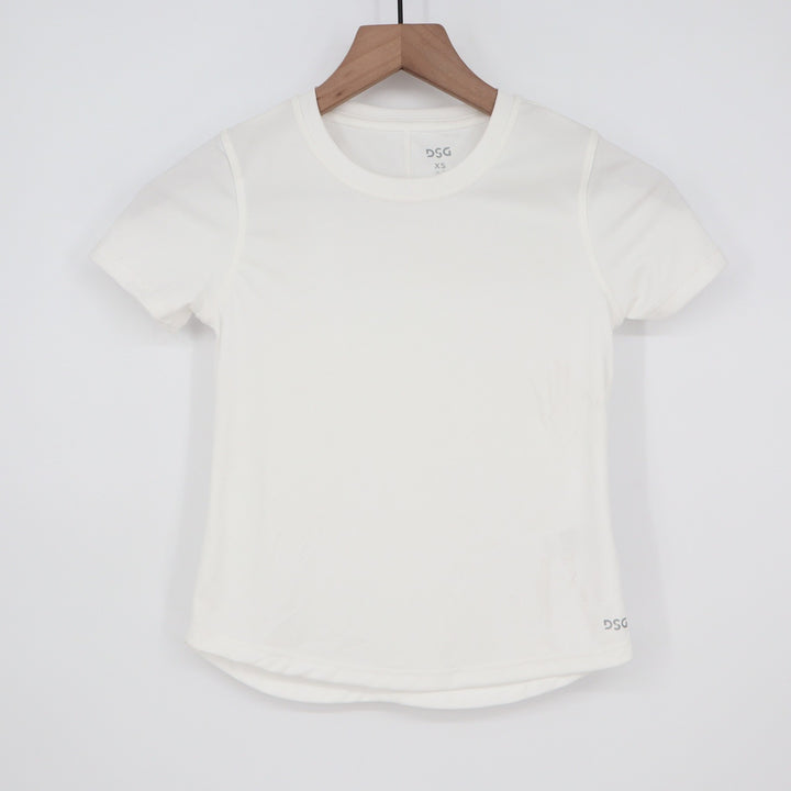 DSG Girls White Short Sleeve Athletic Performance Tee Shirt XS 6-7