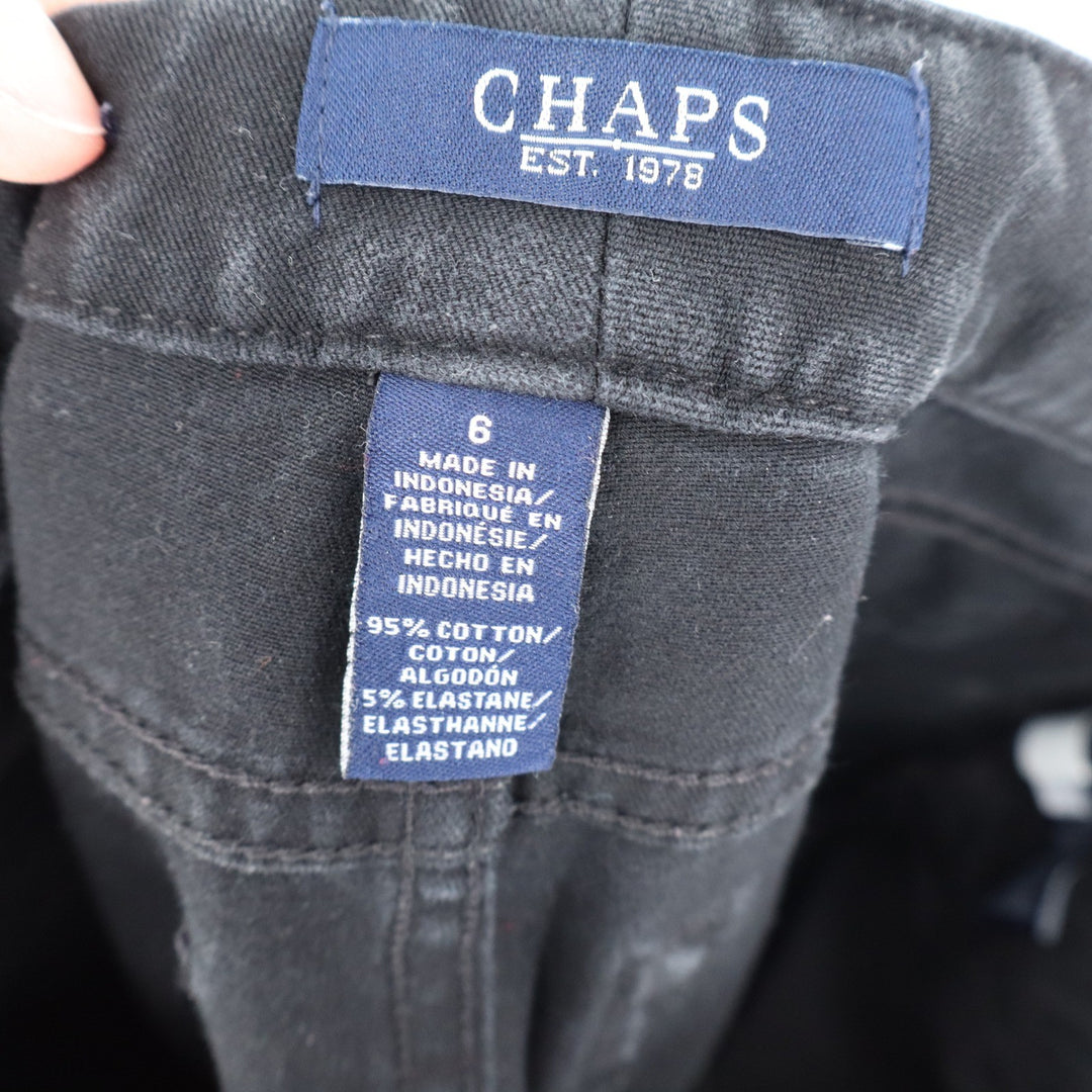 Chaps Womens Black Straight Leg Stretch Pants Size 6 Mid Rise 5-Pocket Casual