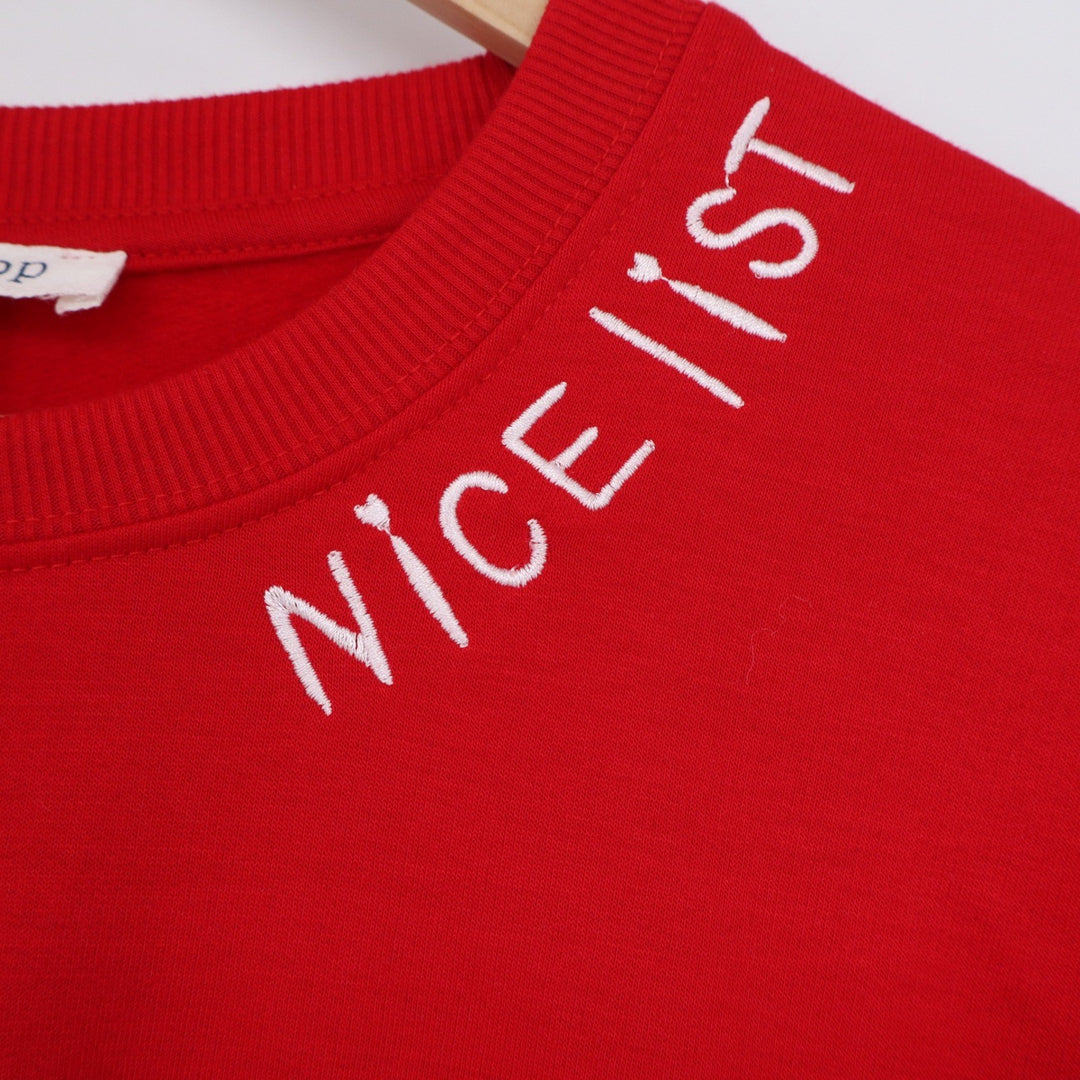 Workshop Republic Clothing Red Nice List Christmas Sweatshirt Mens Medium