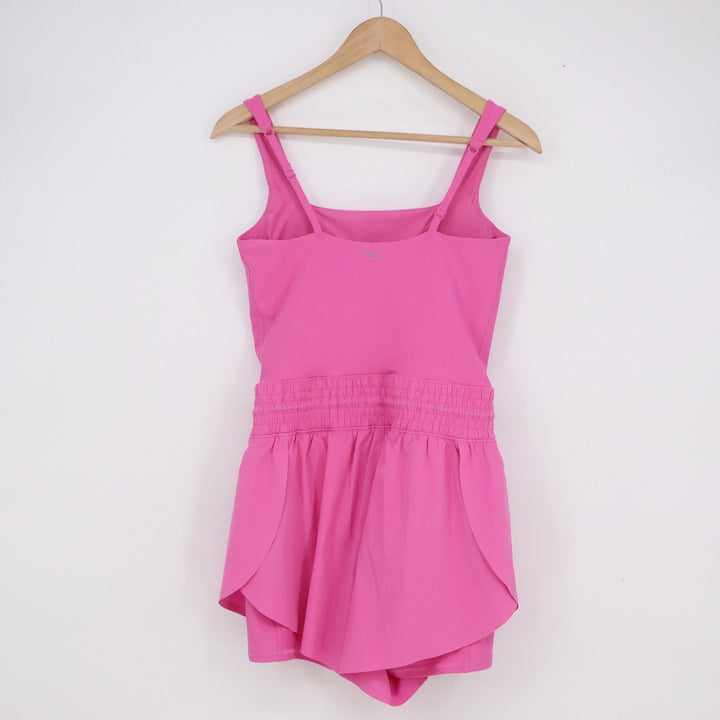 YPB Your Personal Best Pink Active Romper Square Neck Smocked Waist Medium