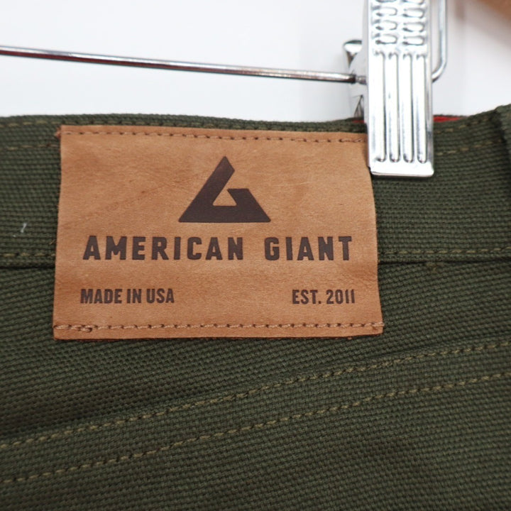 American Giant Roughneck Pants Mens 32x30 Green Cotton Stretch Canvas Workwear