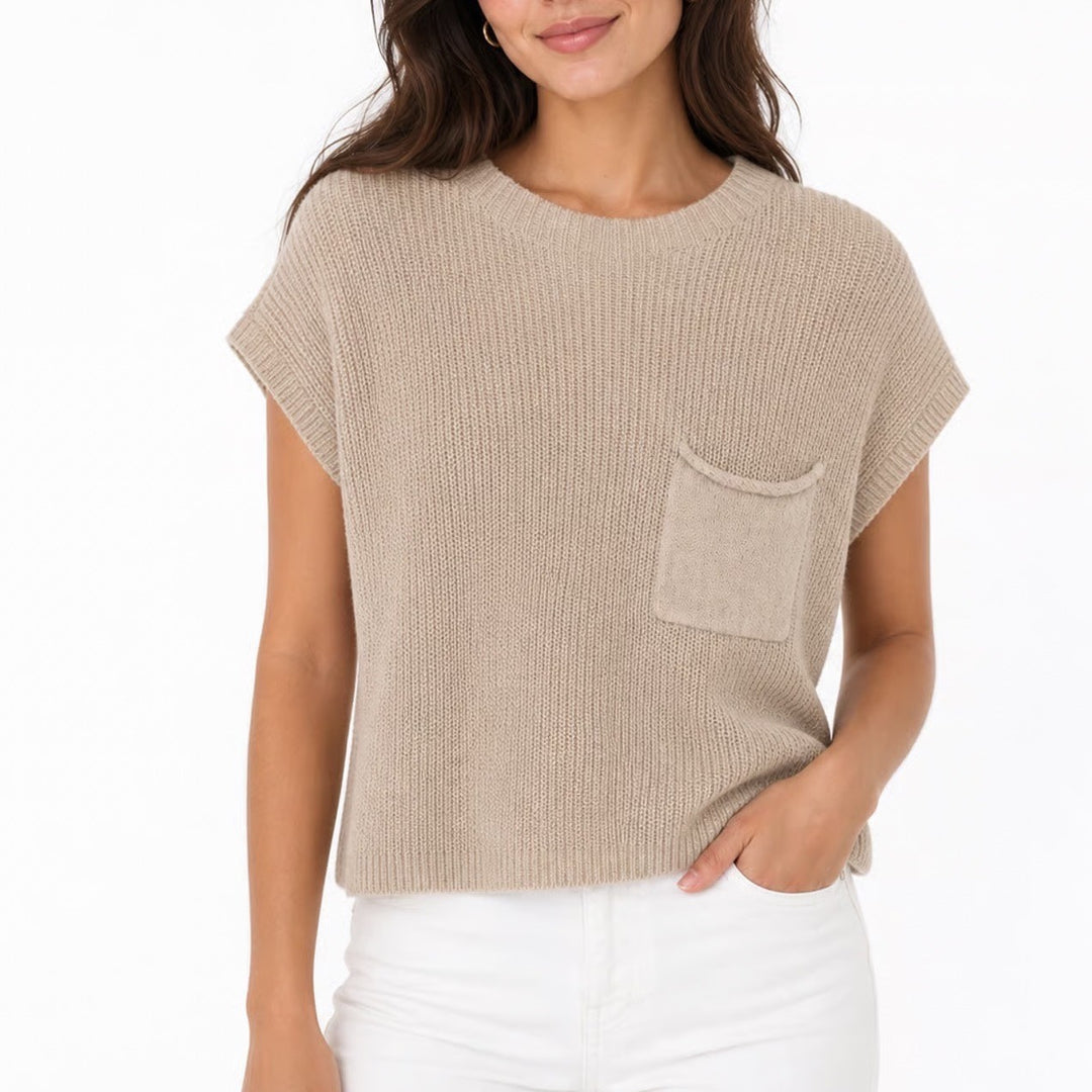 Free People Sweater Vest Women's S Oatmeal Bone Pocket Boho NEW