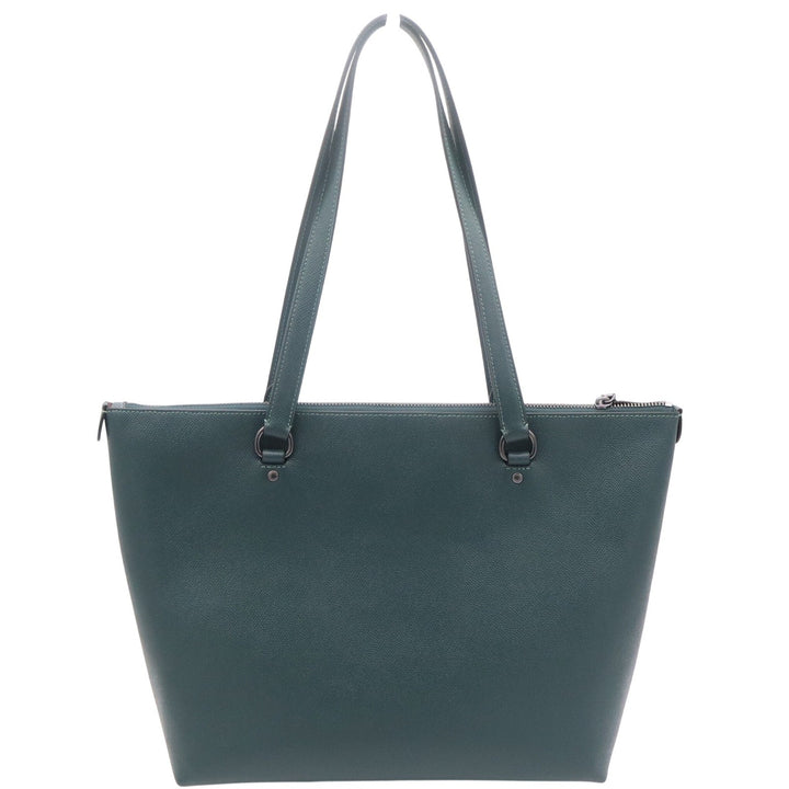 Coach Gallery Tote Forest Green Crossgrain Leather Shoulder Bag Gunmetal