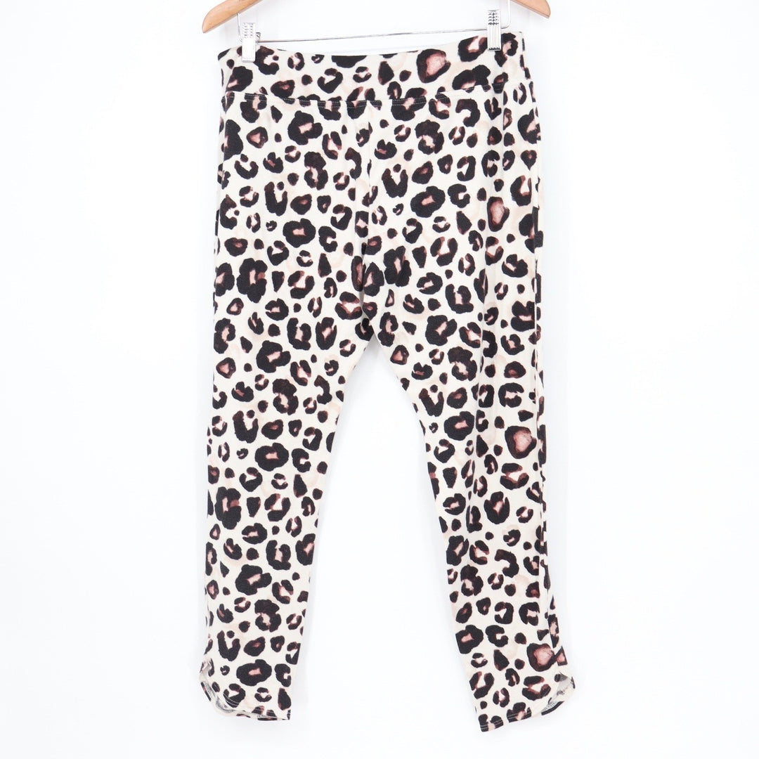 Stars Above Womens Leopard Print Pajama Set Long Sleeve Twist Front Top Large
