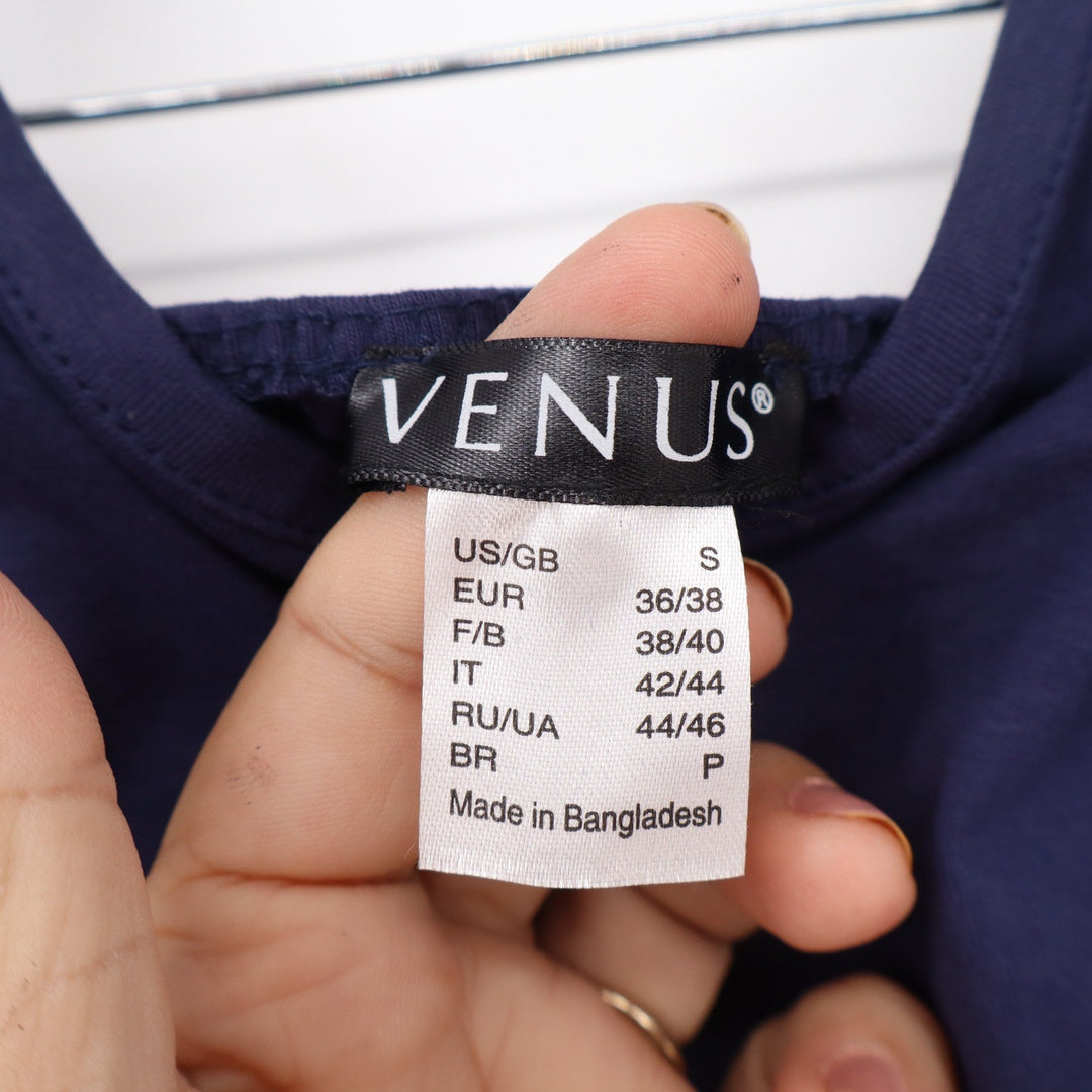Venus Womens Navy Blue Cotton Blend Halter Neck Tank Top Size S