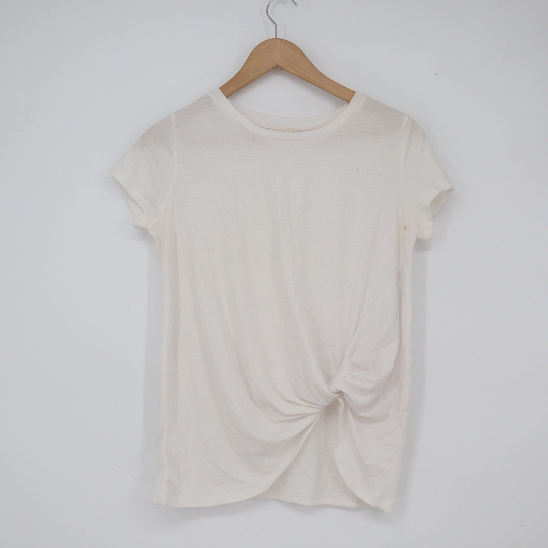 Tresics T Shirt Women's S Ivory Side Knot Twist Front Good