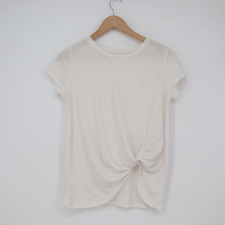 Tresics T Shirt Women's S Ivory Side Knot Twist Front Good