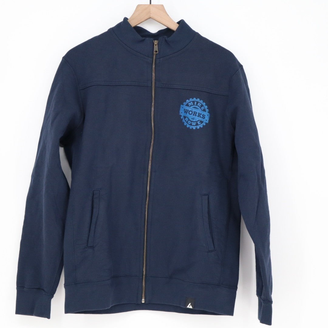 American Giant Moto Mike Rowe Jacket Mens Medium Navy Fleece Full Zip Cotton