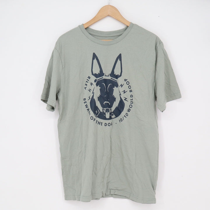 Call of Duty T-Shirt Mens Large Riley Beware Of The Dog Sage Green Graphic Exc
