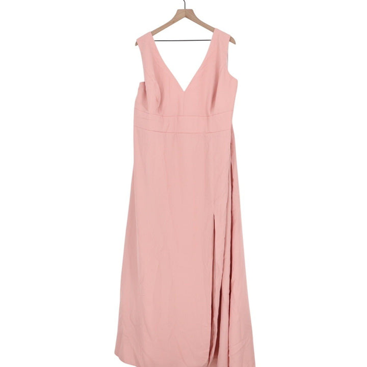 AFTER SIX Style 6857 Blush Pink V Neck Sleeveless Formal Gown Dress 28W