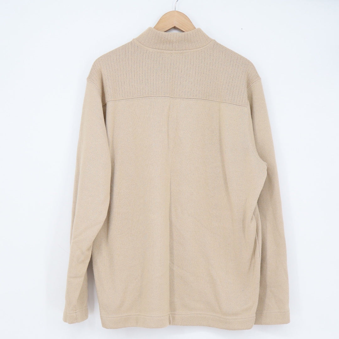 Aspen Mens XL Quarter Zip Pullover Sweater Tan Beige Fleece Lined Mock Neck