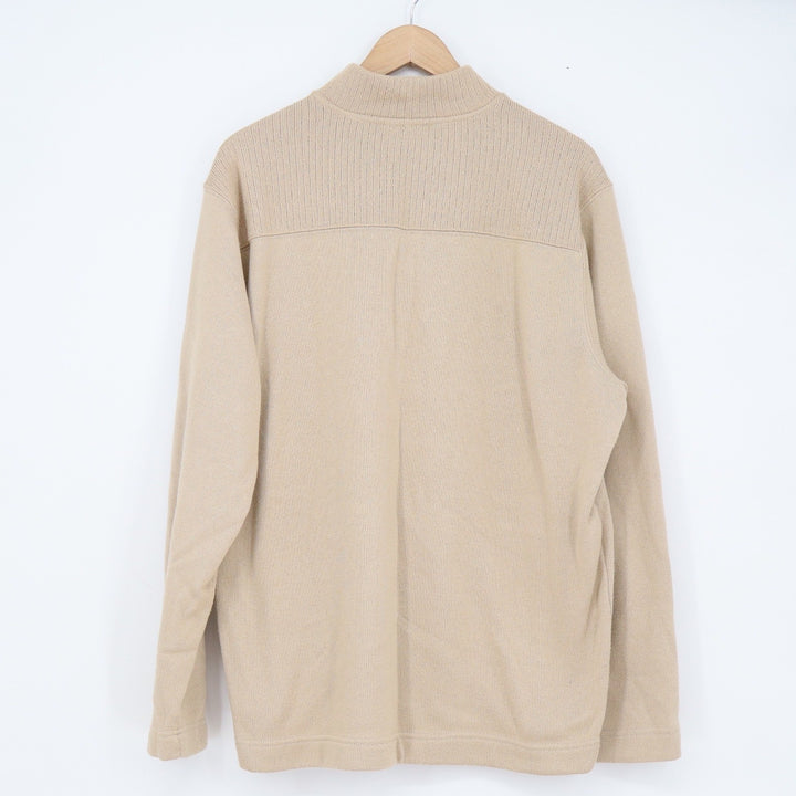 Aspen Mens XL Quarter Zip Pullover Sweater Tan Beige Fleece Lined Mock Neck