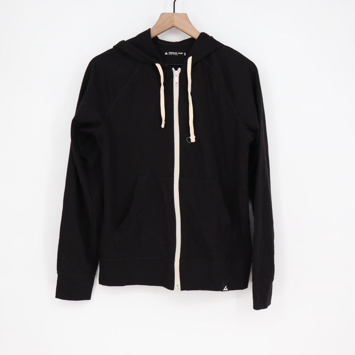 AMERICAN GIANT Black Full Zip Hoodie Raglan Sleeve Cotton Blend Size S