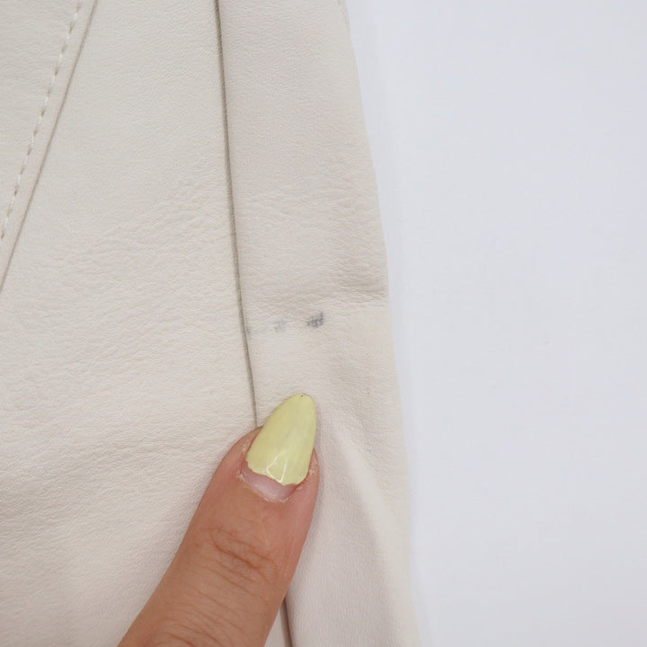 Zara Cream Faux Leather Tapered Elastic Waist Pants Womens Medium Off White