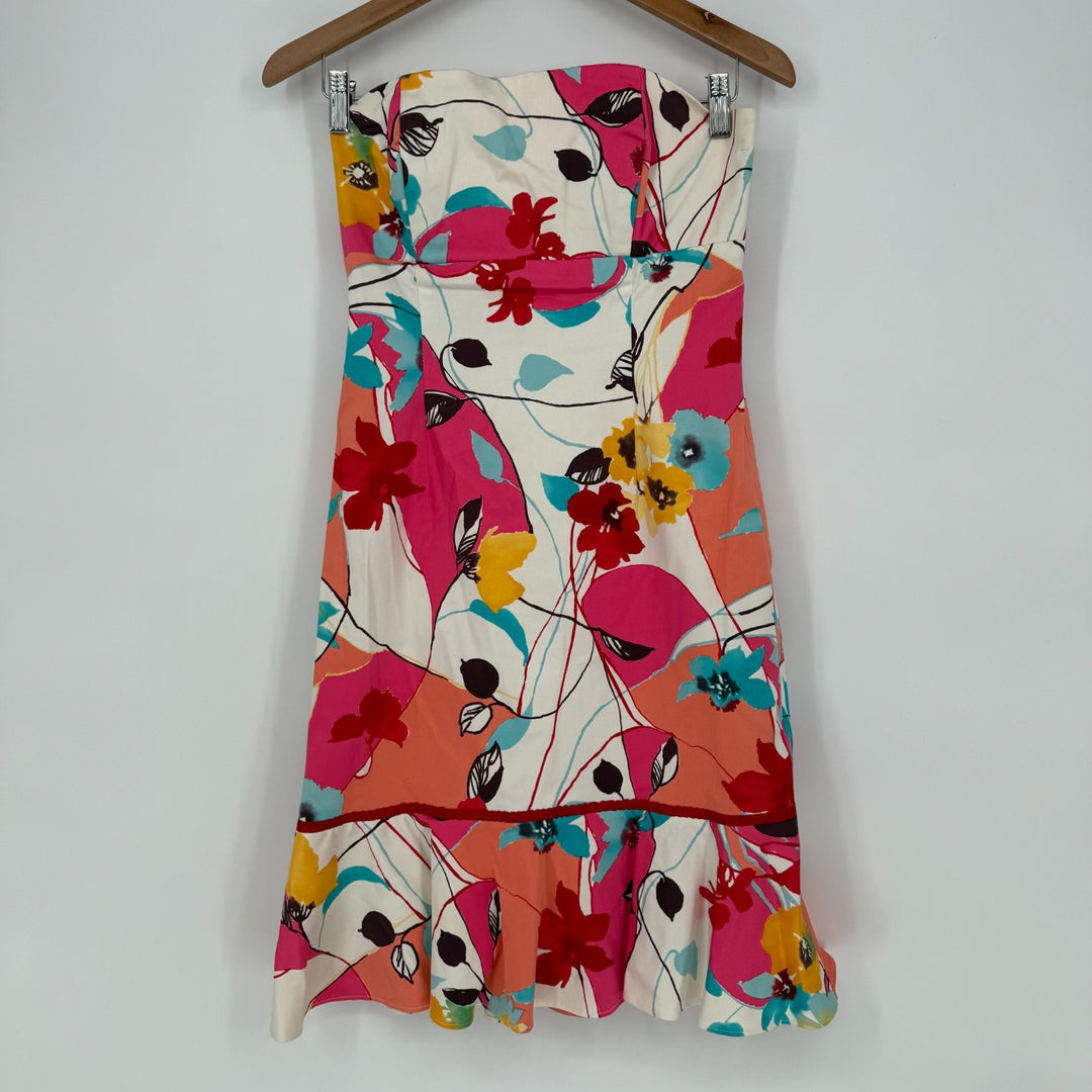 Morrell Maxie Bodycon Dress Womens 8 Multicolor Floral Off the Shoulder Back Zip
