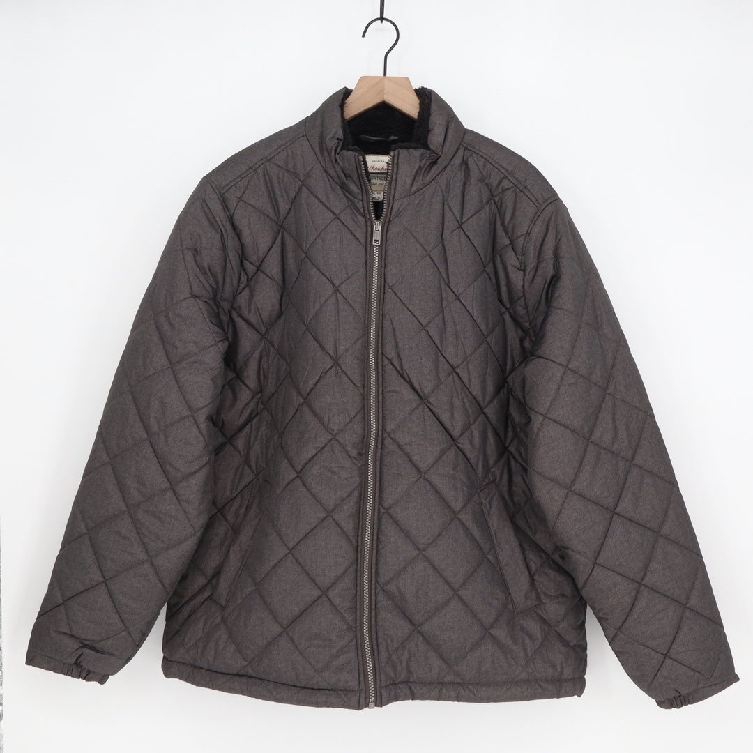 Weatherproof Vintage Mens XL Charcoal Gray Quilted Faux Fur Lined Zip Jacket