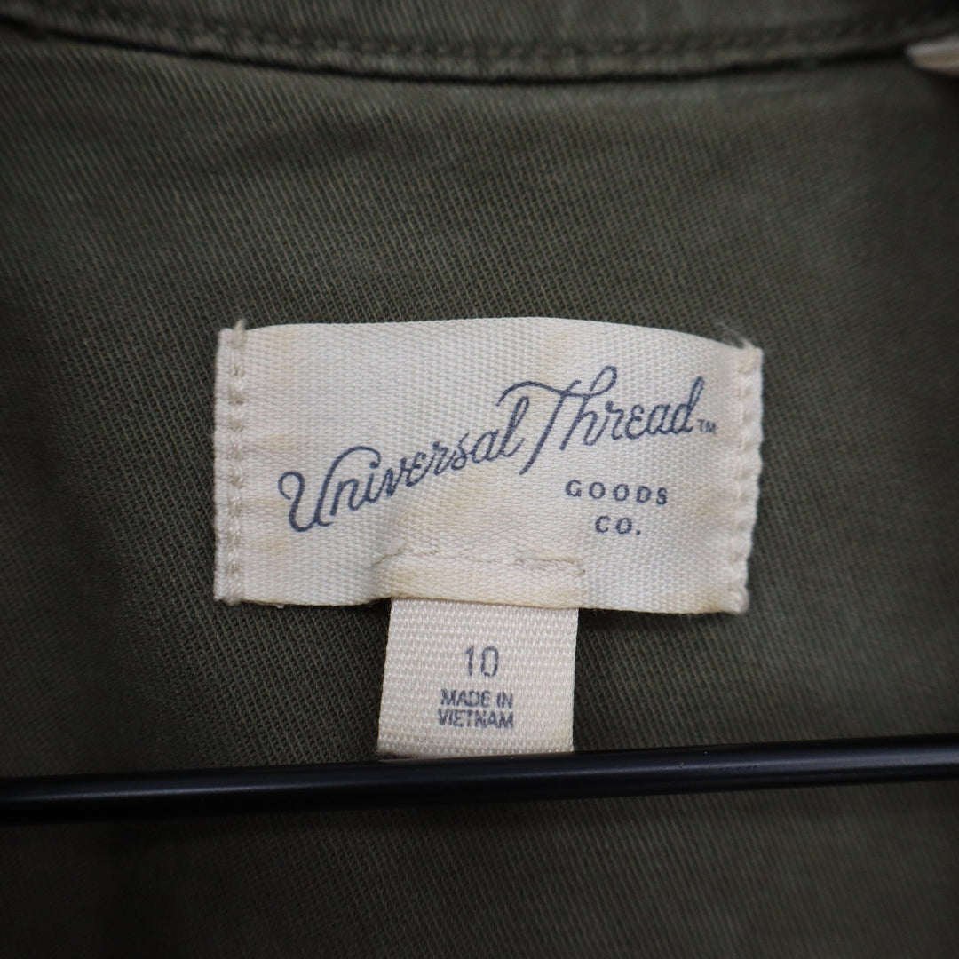 Universal Thread Olive Green Utility Romper Short Sleeve Button Front Size 10