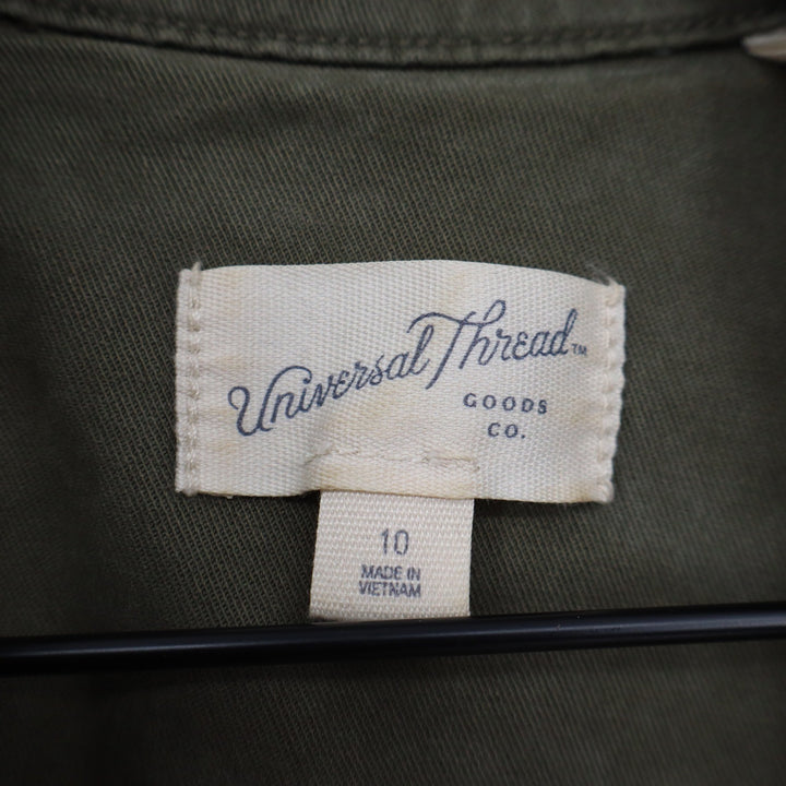 Universal Thread Olive Green Utility Romper Short Sleeve Button Front Size 10