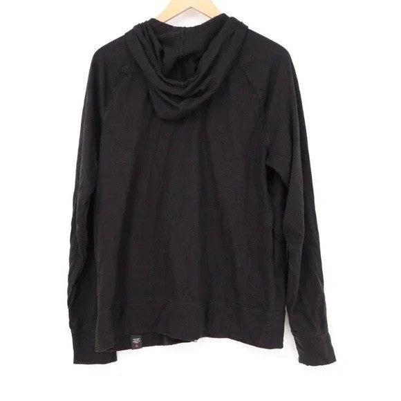 American Giant Lightweight Hoodie Womens L Black Full Zip Raglan Sleeve Outdoor