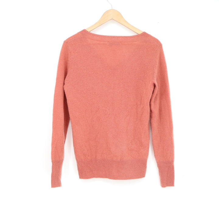 Magaschoni Womens 100% Cashmere V-Neck Sweater Coral Pink XS