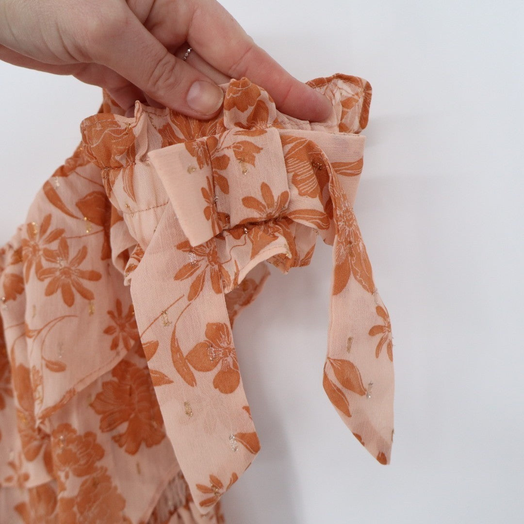 Lulus Love & Blooms Off The Shoulder Dress Womens Large Blush Floral Print Lined