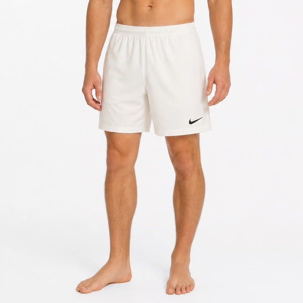 Nike Dri-FIT Mens Small Off White Cream Athletic Training Shorts Black Swoosh
