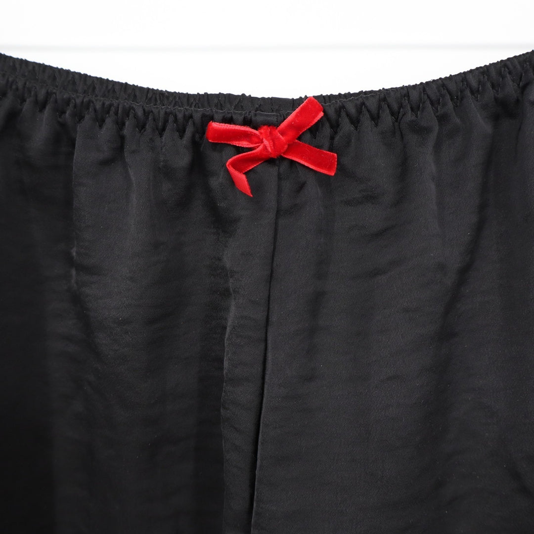 Lounge Shorts Womens Medium Black Red Bow High Rise Elastic Waist Sleepwear